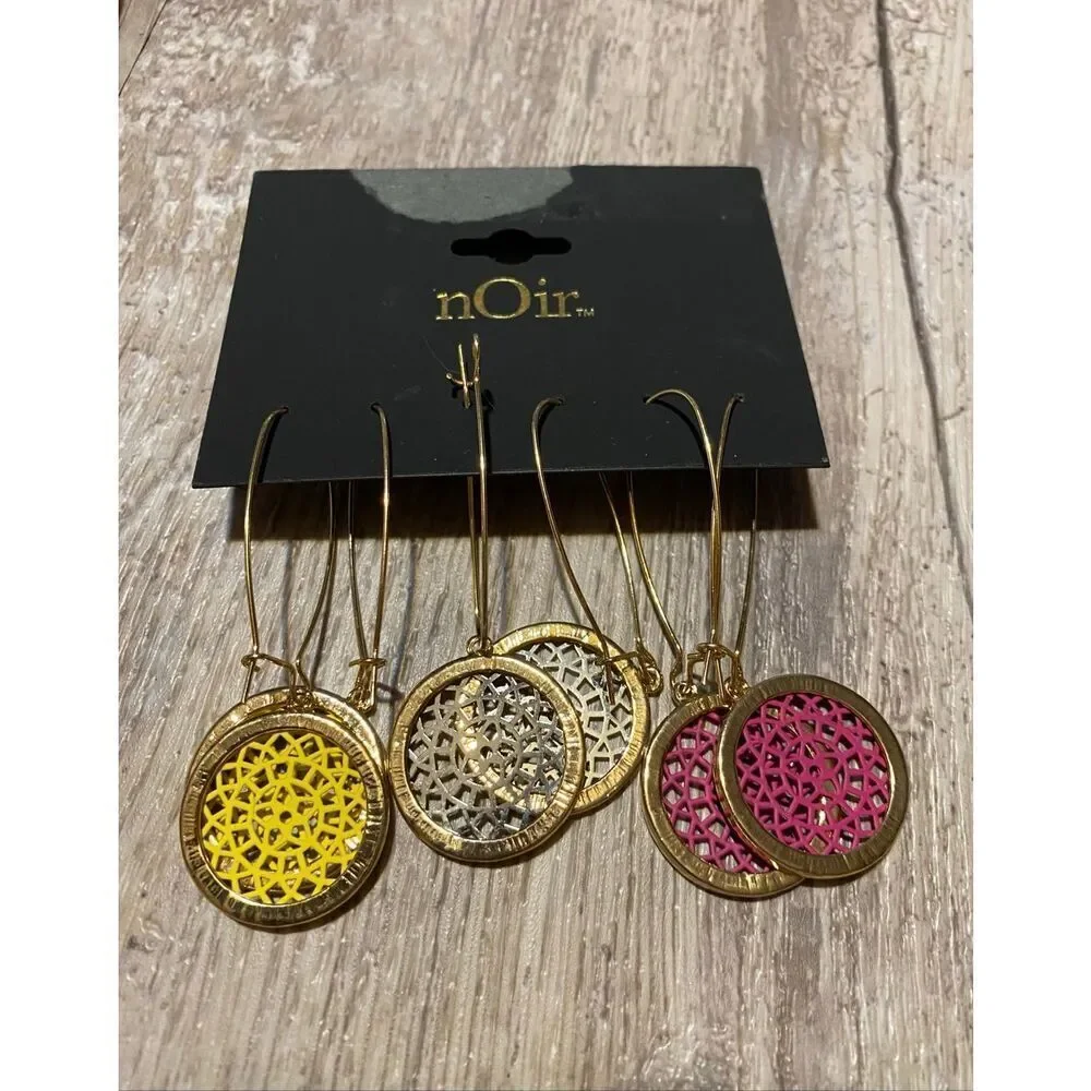 Noir Barrette and Dangle Hoop Earrings Set of 4 Jewelry